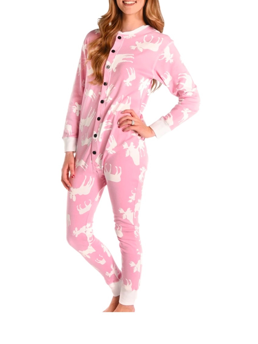 Lazy One Pink Moose Print Onsie pajamas